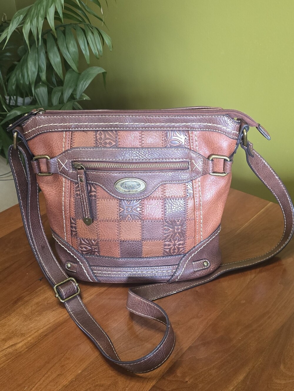 Born Concept Bag B.O.C. Patchwork Tooled Vegan Leather Crossbody Bag